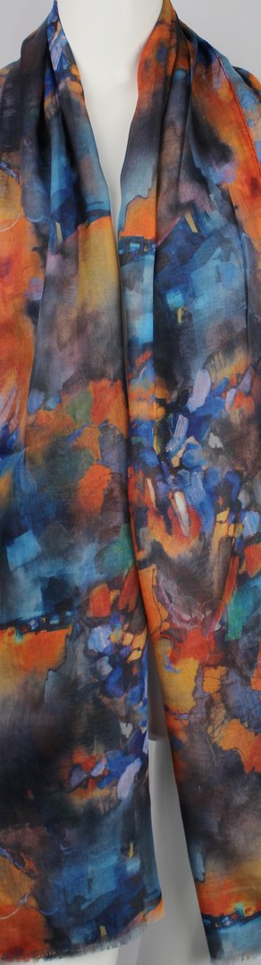 Alice & Lily printed  scarf bright abstract orange Style:SC/4648/ORA image 0